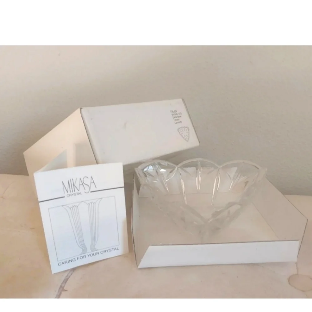 𝅺NEW MIKASA CRYSTAL CANDY DISH Y2k Glass RARE VINTAGE COLLECTIBLE NIB LOT OF 2
